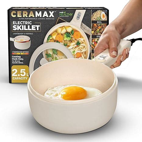 Amazon CERAMAX Hot Pot Electric Cooker With Lid And Steamer 2 5L Large Cooker Nonstick