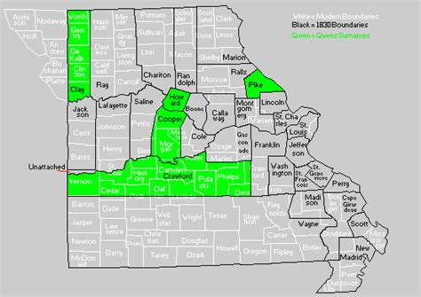 1830 Missouri County Map Givens Surname