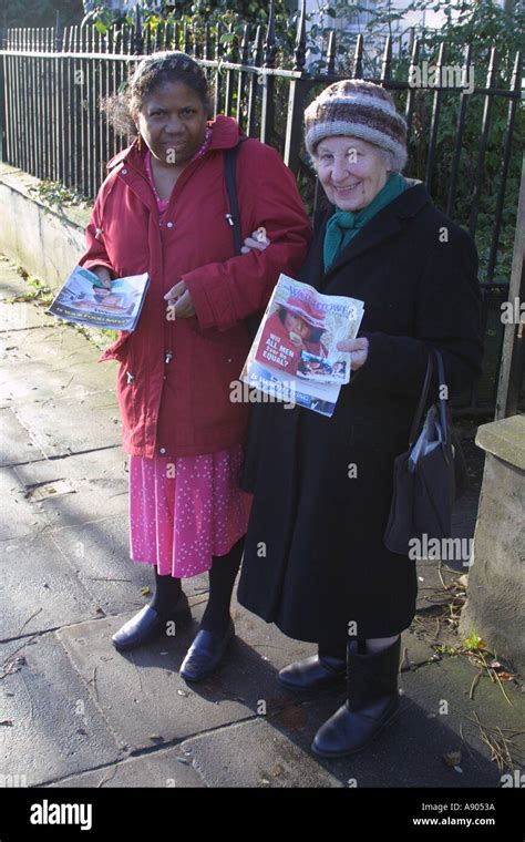 Two Jehovah Witness Women Selling Church Literature Stock Photo 591162