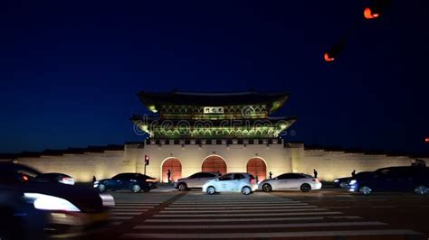 Traffic In Front Of The Gwanghwamun Gate Of Gyeongbokgung Royal Palace