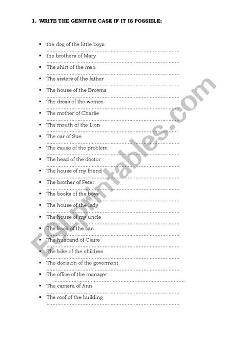 genitive case  esl worksheet  estela maris