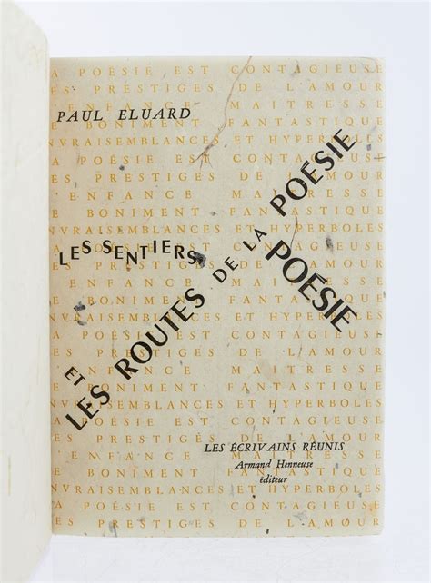 ELUARD Les sentiers et les routes de la poésie Autographe Edition