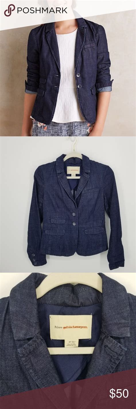 Anthro Pilcro And The Letterpress Denim Blazer Xs Anthropologie Pilcro