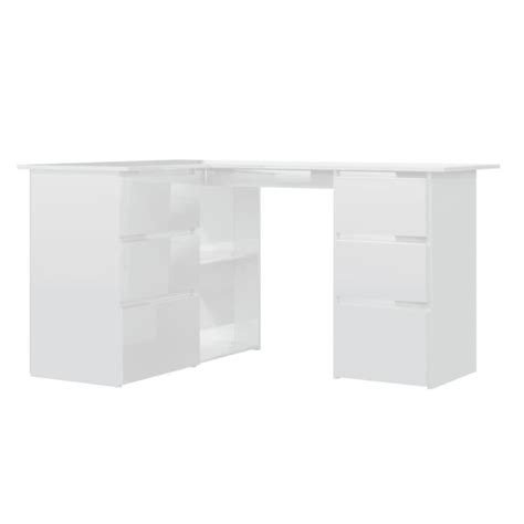 Bureau D Angle Blanc Brillant X X Cm Agglom R Salalis