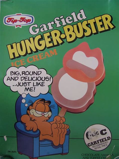 1980s Tip Top Ice Cream Garfield Hunger Buster Advertising Poster New Zealand Flickr Photo