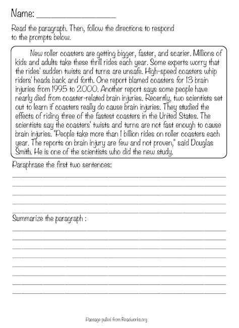 Free Printable Summarizing Worksheets