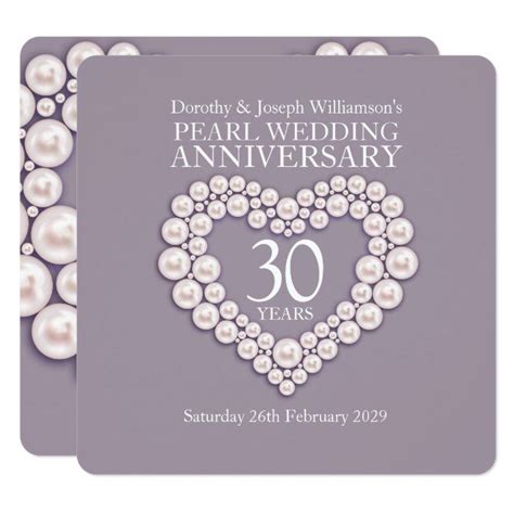 Pearl Wedding Anniversary 30 Years Party Invites 30th