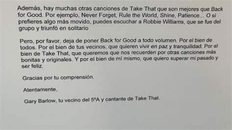 La ingeniosa petición del cantante Gary Barlow para que su vecina deje