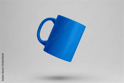 Mug 3d Illustration Realistic Blue Mug Mock Up Template Easy To