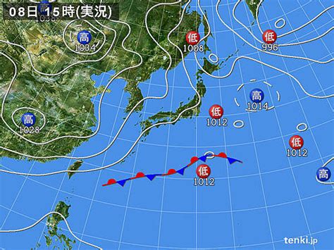 過去の実況天気図2024年02月08日 日本気象協会 Tenkijp