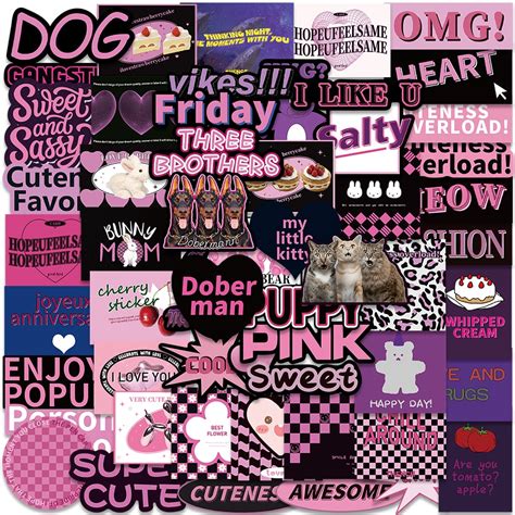 1055pcs Purple Black Aesthetic Stickers Cool Girls Y2k Laptop Decals