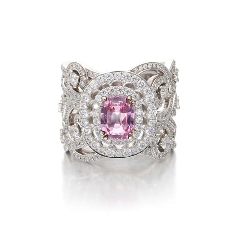 White Gold 1 70ct Padparadscha Sapphire And Diamond Ring Available For