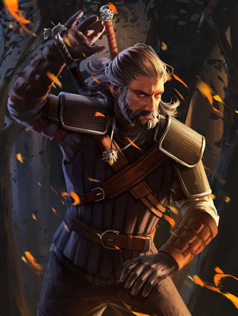 Drawing Fan Art Digital Painting Geralt Of Rivia Portrait Display