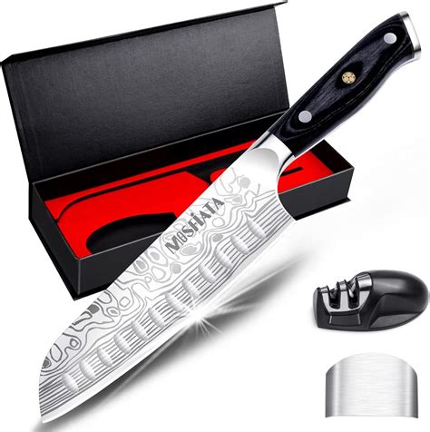 Santoku Mosfiata Couteau De Cuisine Professionnel Super Tranchant Avec