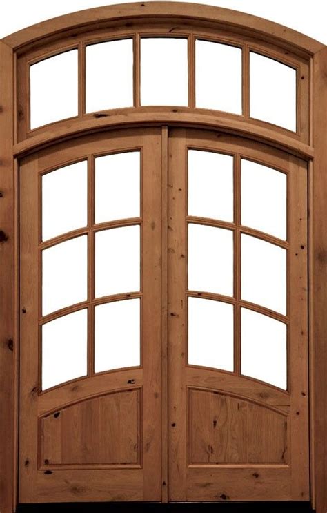 96 Knotty Alder Keowee TDL 6 Lite Double Door Arch Transom 2 1 4 Thick