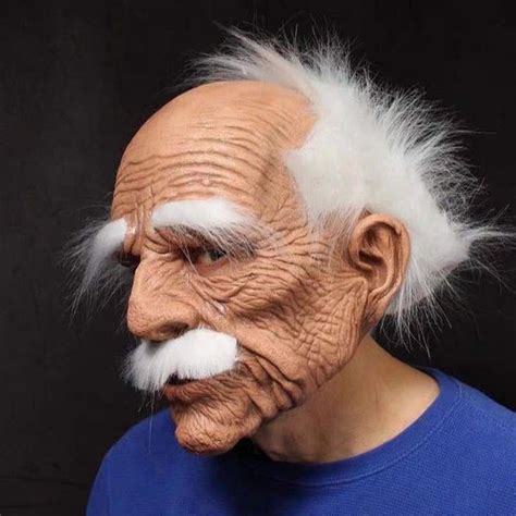 Old Men Mask Realistic Human Wrinkle Face Grandpa Mask Bald Man Men