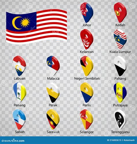 Sixteen Flags The States Of Malaysia Alphabetical Order With Name