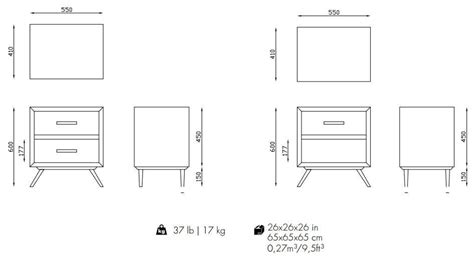 Space Rectangular Wooden Bedside Table With Drawers By Mambo Unlimited