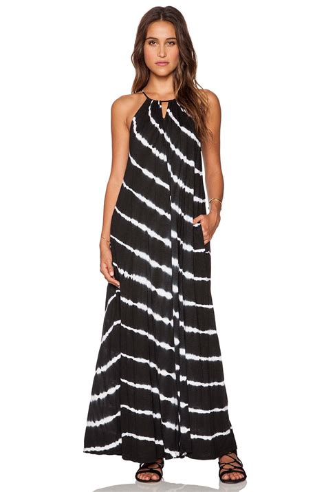 Velvet By Graham And Spencer Via Tie Dye Luxe Slub Maxi Dress In Black