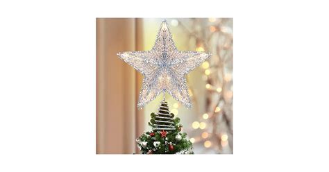 Luxspire Glitter Metal D Led Lighted Star Christmas Tree Topper