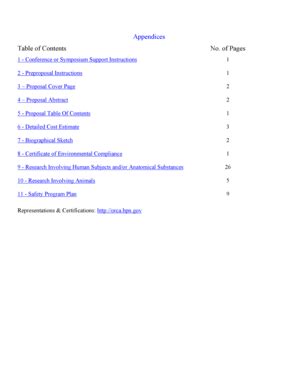 Fillable Online Usamraa Army Appendices Table Of Contents No Of Pages