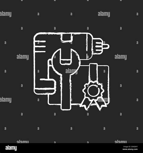 Diy Workshop Chalk White Icon On Black Background Stock Vector Image