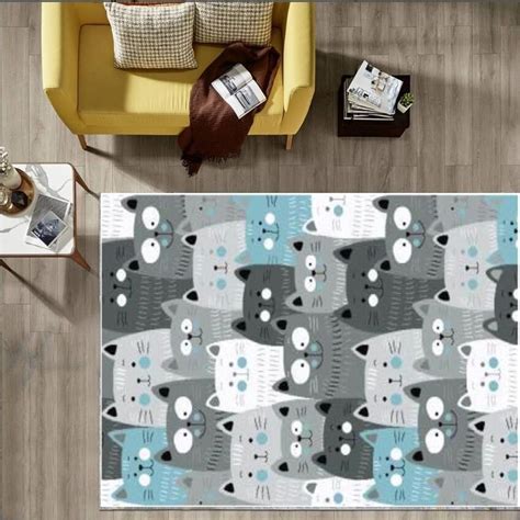 Happy Cats Kids Rug Play Mat Kids Room Rug Nursery Rug Childrens