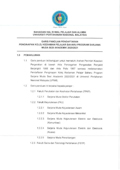 PDF Kemasukan Upnm Edu My 2020 8 24 Garis Panduan Ini