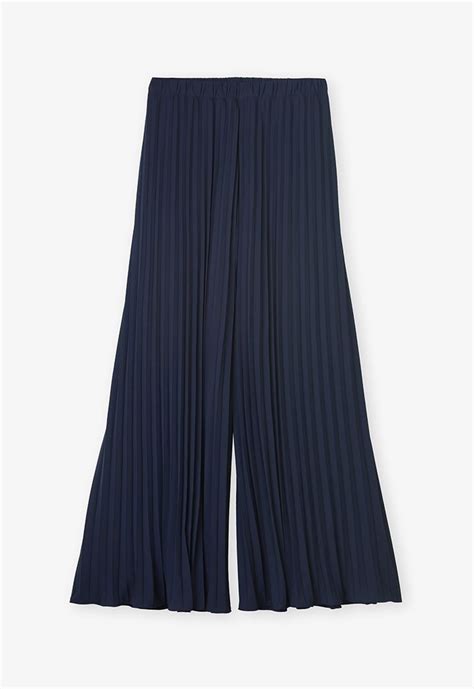 Solid Pleated Wide Legs Trouser