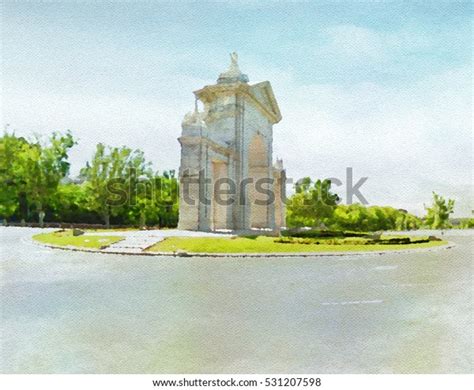 Watercolor Painting Puerta De San Vincente Stock Illustration