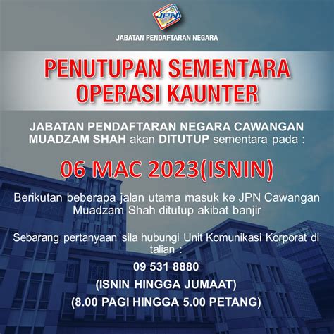 Portal JPN Makluman Penutupan Sementara JPN Cawangan Muadzam Shah Pahang