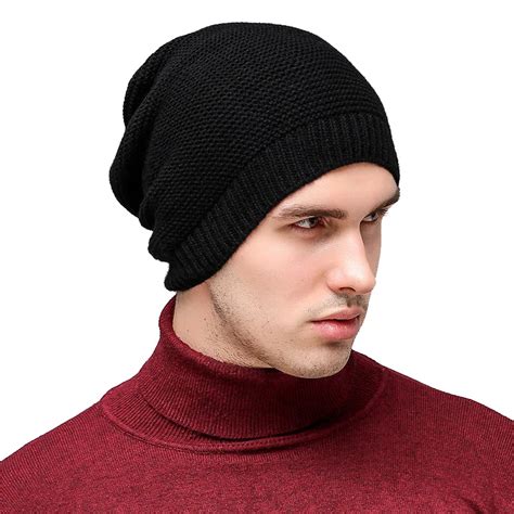 Outono e Inverno listras gorros Chapéu Gorro preto Sólido Macio Cap