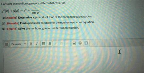 Solved Consider The Nonhomogeneous Differential Equation Chegg