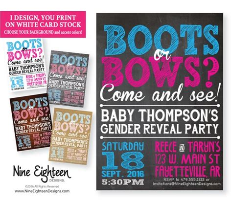 Boots Or Bows Baby Gender Reveal INVITATION By NineEighteenBaby