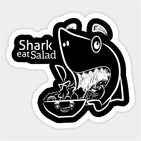 Shark Eating Salad Shark Lover Sticker Teepublic