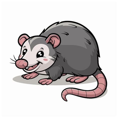 Premium Vector Cute Cartoon Possum Isolated On A White Background