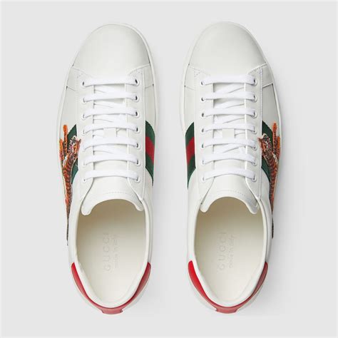 Gucci Tiger Mens Ace Sneaker In White Leather Gucci® Bg