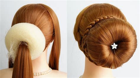 New High Bun Hairstyle Using Donut Easy Hairstyle For Wedding Guest