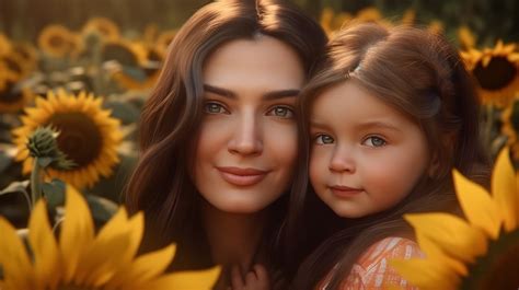 Download Ai Generated Mother And Daughter Sunflowers Royalty Free