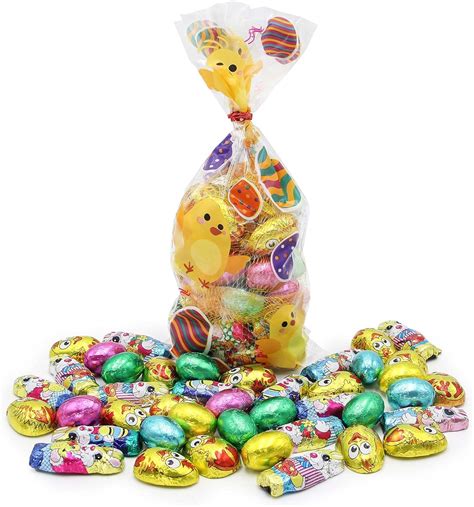 Milk Chocolate Mini Eggs Golden Chicks And Milk Cream Bunny Figures In