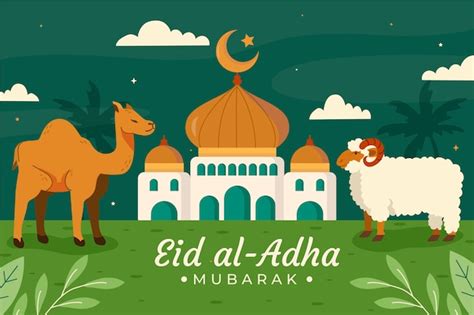 Flacher hintergrund für islamische eid al adha feier Kostenlose