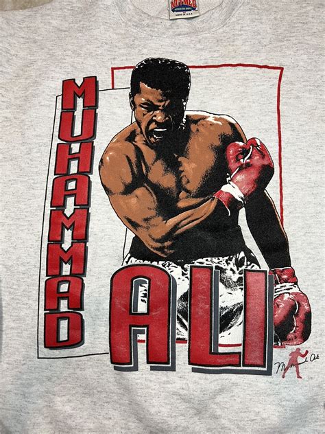 MUHAMMAD ALI Vintage BOXING T Shirt NUTMEG MILLS 1990s Caricature XL