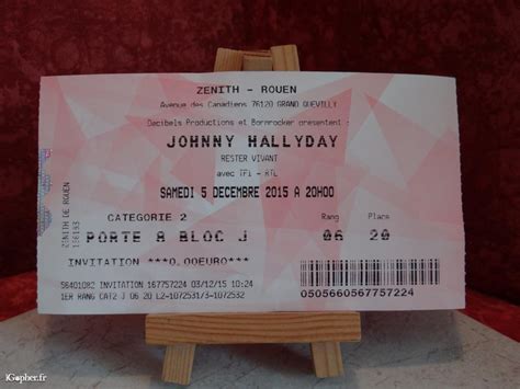 Billet De Concert Johnny Hallyday Igopher Fr