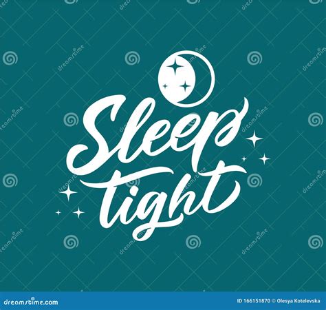 Sleep Tight Lettering Phrase Logo Hand Drawn Composition Stock Vector