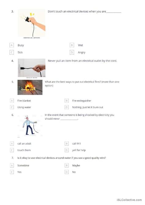 Electrical Safety Tips Discussion St English Esl Worksheets Pdf And Doc