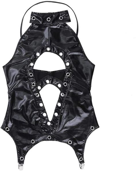 Rtyoo sous vêtements érotiques Sexy en cuirCombinaison Sexy pour Femmes en Cuir Lingerie chaînes