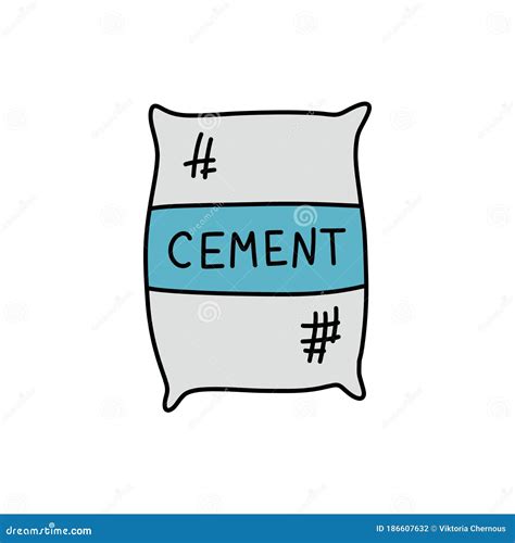 Cement Bag Doodle Icon Vector Illustration Stock Illustration