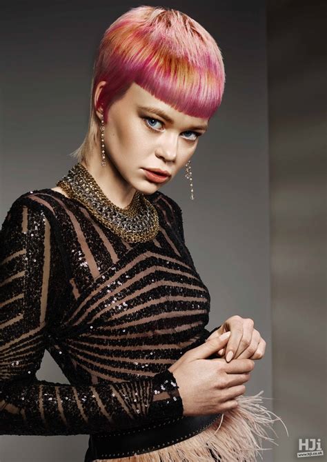 Short Pink Crop With Blonde Highlights