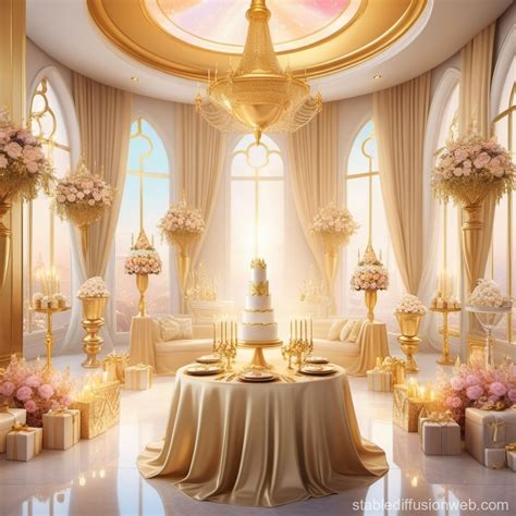 Gold Themed Extravagant Birthday Party Stable Diffusion Online