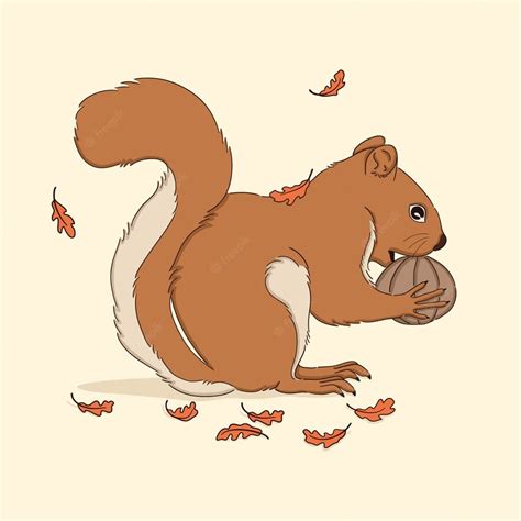 Premium Vector Cute Hand Drawn Autumn Squirrel Illustration